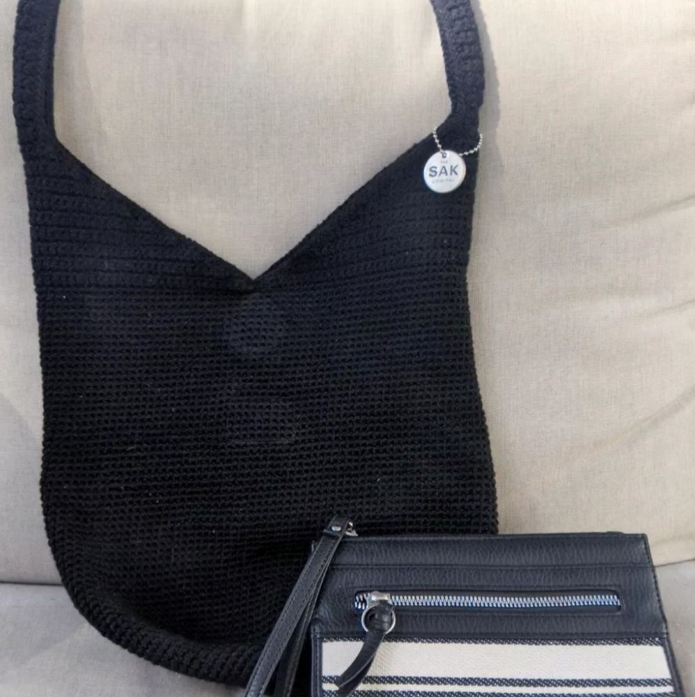 The Sak black purse and wallet clutch bundle shoulder bag